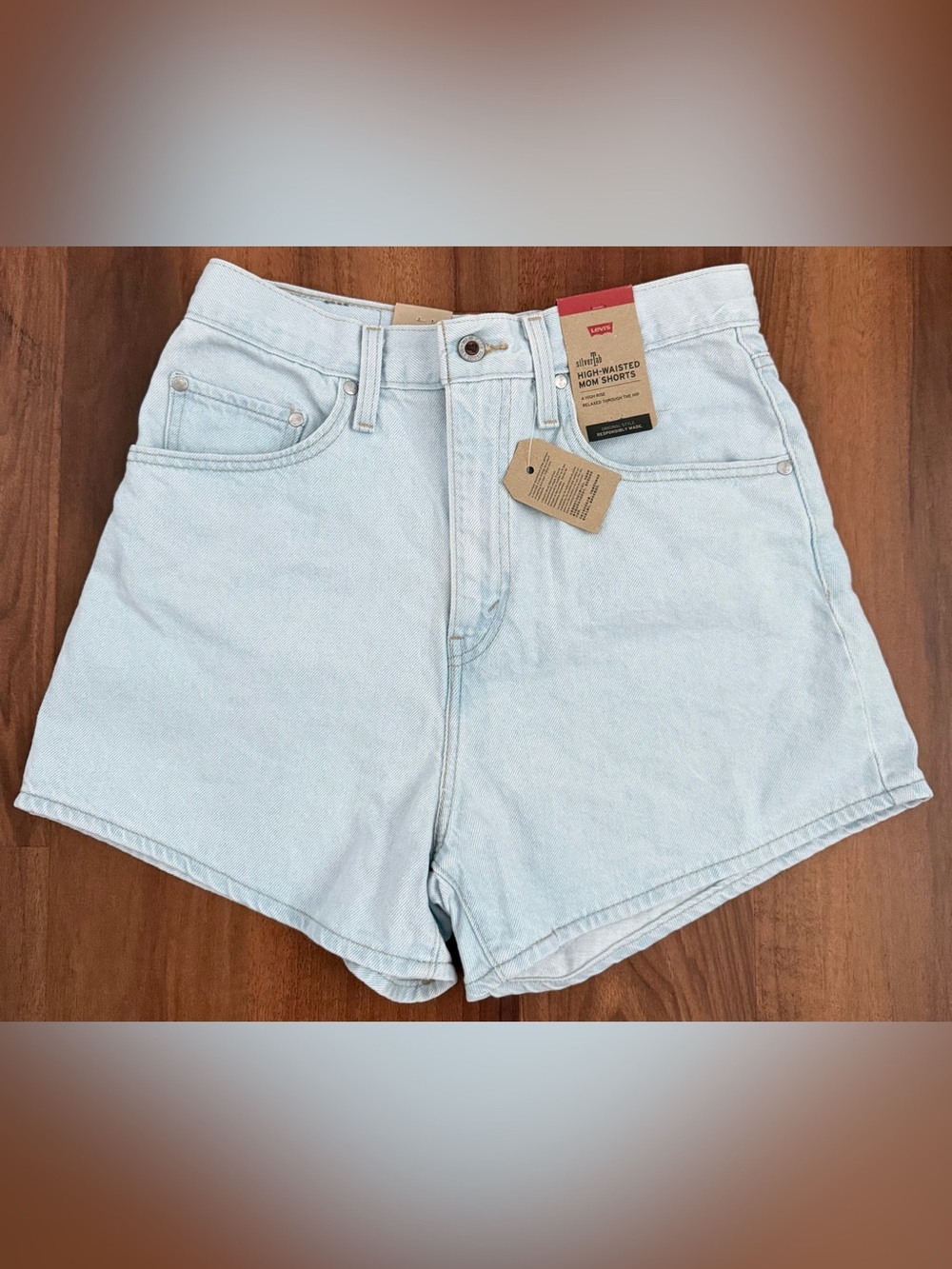 Levi's Light Blue High-Waisted Mom Shorts